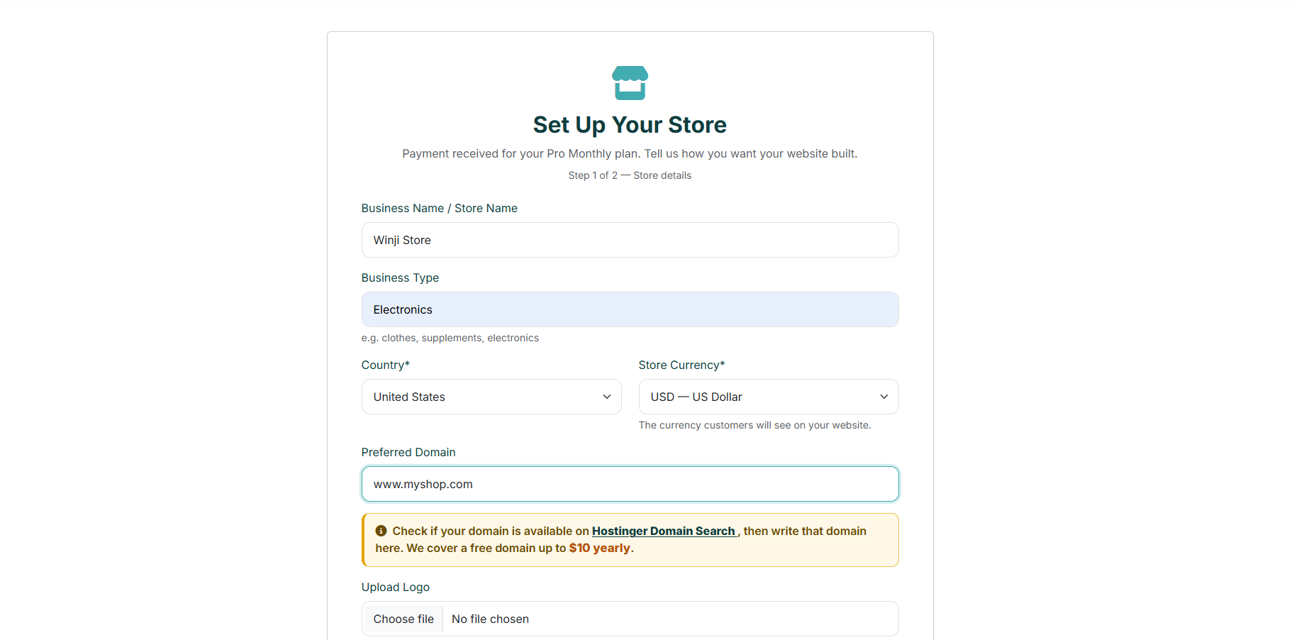 Fill In Your Business Details